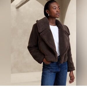 Banana republic, brown jacket, warm, and cozy, oversized, and cropped. NWOT